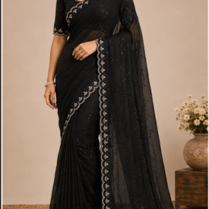 Noir Nazaakat Black Chiffon Saree