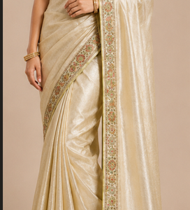 Rajvanshi™ Cream Soft Silk Saree with Heritage Woven Border