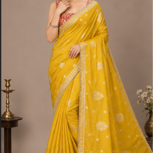 Kanakpriya™ Yellow Soft Silk Zari Work Saree